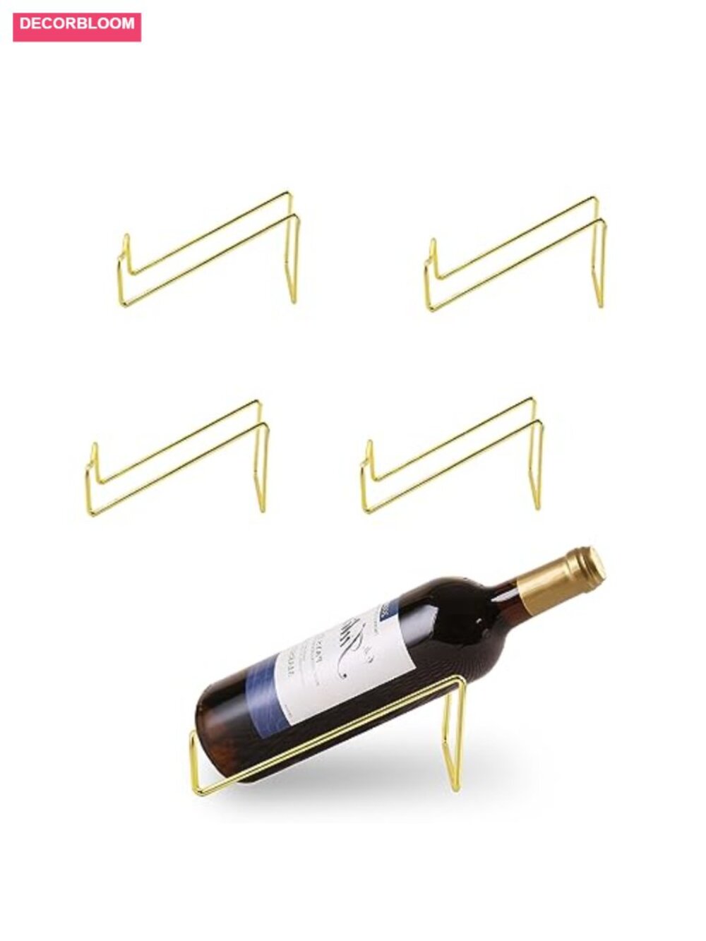 4 Single Wine Bottle Holders Stand Tabletop Metal Iron Rack Countertop for